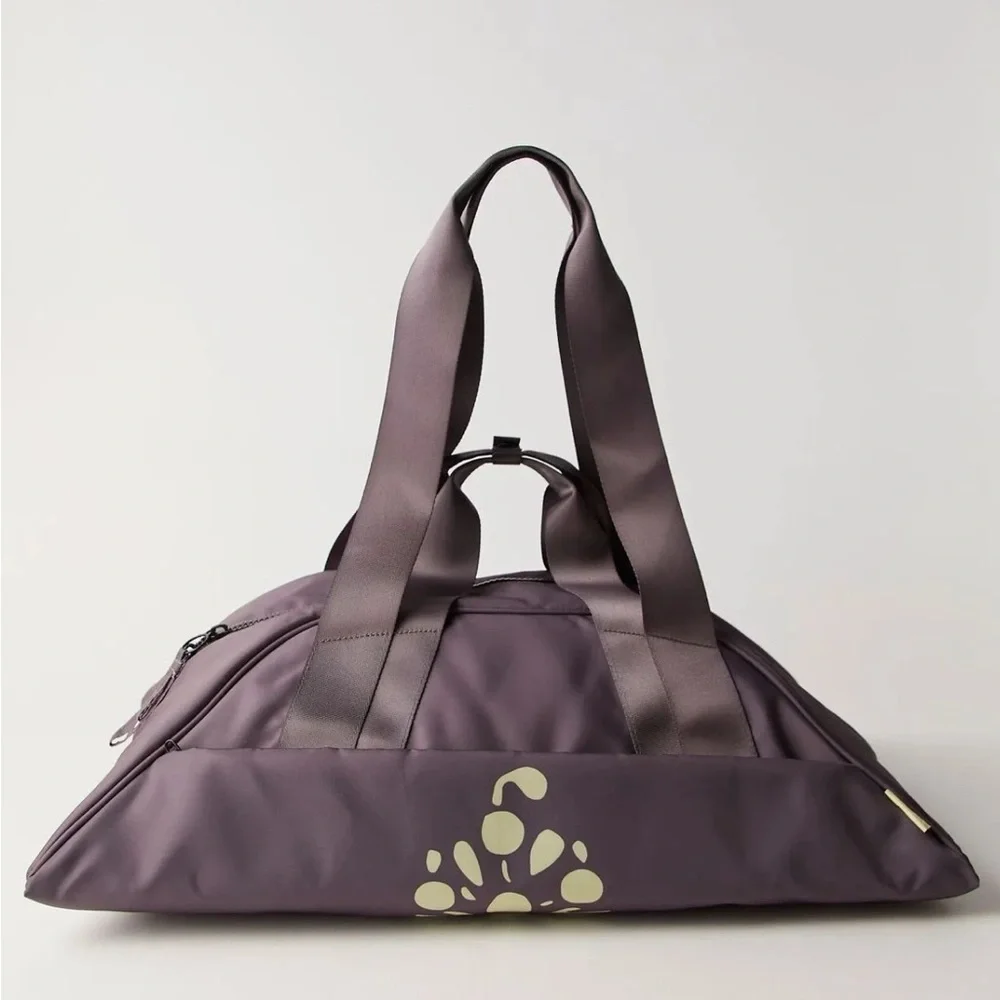Women's Purple Duffel Bag with Floral Accent - Picture 1 of 7